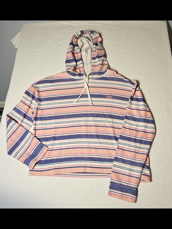 Vans Tops - Vans Women's Wazzy Stripe Pullover Hoodie Size Medium Pink/blue Stripe